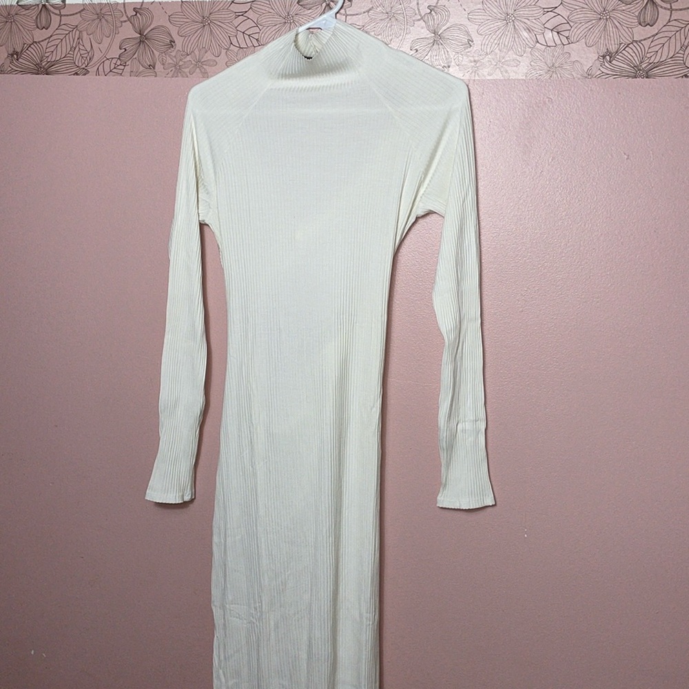 Revolve Enza Costa Ribbed Twist Midi Dress in Ivory